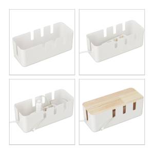 Boîte cache-câbles avec couvercle bois Marron - Blanc - Bois manufacturé - Matière plastique - 31 x 12 x 13 cm