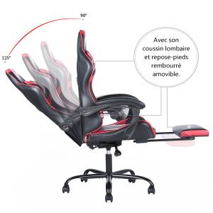Gaming-Stühle ATTIC Schwarz - Rot - Kunststoff - Kunstleder - 62 x 131 x 67 cm