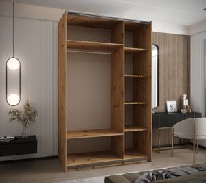 Armoire Lux 1 Imitation chêne - Argenté - Largeur : 150 cm