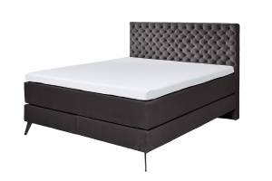 Lit boxspring SINDAR avec topper à froid Anthracite - Noir - 202 x 211 cm - Noir