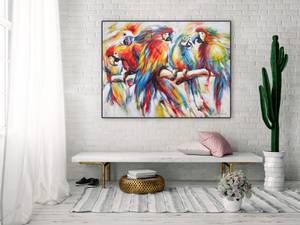 Acrylbild handgemalt Parrots in Love Massivholz - Textil - 100 x 75 x 4 cm