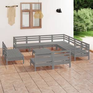 Garten-Lounge-Set Grau - Massivholz - Holzart/Dekor - 64 x 29 x 64 cm