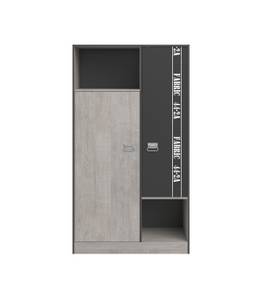 Armoire 2 Portes avec Penderie Fabric Frêne gris avec imprimés décoratifs