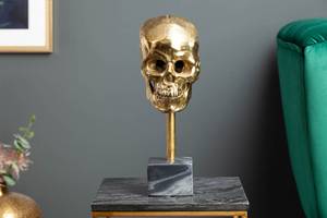 Skulptur SKULL Gold - Grau - Metall - Stein - 12 x 35 x 17 cm