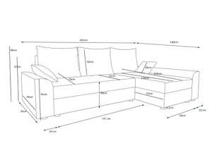 Ecksofa DENVI Schwarz - Rot - Ecke davorstehend links