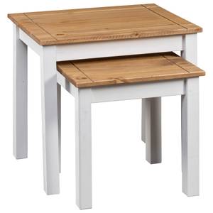 Beistelltische 2er Set D991 Weiß - Massivholz - 40 x 54 x 56 cm