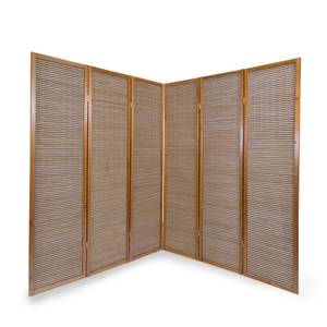 Paravent 6 parties bambou 384 Marron - En partie en bois massif - 264 x 175 x 2 cm