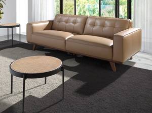 3-Sitzer-Sofa aus sandfarbenem Leder Beige - Echtleder - Textil - 227 x 78 x 95 cm