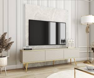 TV-Lowboard Praia Beige - Braun - Gold