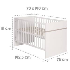 Babybett Komplettset Moritz 3-teilig Weiß - Holzwerkstoff