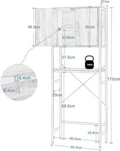 Waschmaschinenschrank Maike Schwarz - Braun - Holzwerkstoff - Metall - 65 x 170 x 27 cm