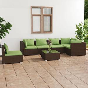 Garten-Lounge-Set (7-teilig) 3013636-2 Braun - Grün - Metall - Polyrattan - 60 x 30 x 60 cm