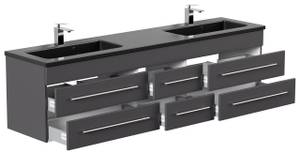 Badmöbel Compose 200 schwarzes Grau - Holzwerkstoff - 47 x 50 x 200 cm