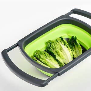 Falt-Sieb, ausziehbar, Kunststoff Grün - Kunststoff - 44 x 13 x 30 cm