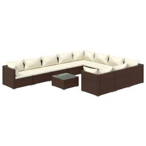 Garten-Lounge-Set 3013639-10 (11-teilig) Braun - Weiß - Metall - Polyrattan - 70 x 60 x 70 cm