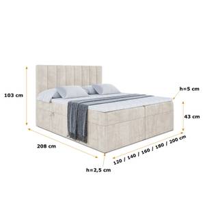 Boxspringbett OTTA Ecru - Breite: 180 cm - H3