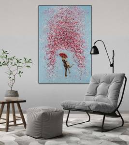 Acrylbild handgemalt Reign of Feelings Blau - Pink - Massivholz - Textil - 80 x 120 x 4 cm