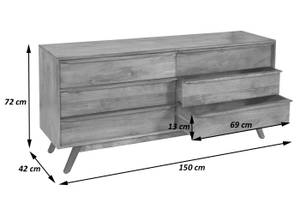 Kommode L96 Braun - Holzart/Dekor - Holz teilmassiv - 150 x 72 x 42 cm