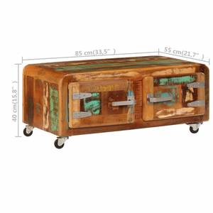 Couchtisch EBRU Recyceltes Holz Braun Massivholz - 85 x 40 x 55 cm