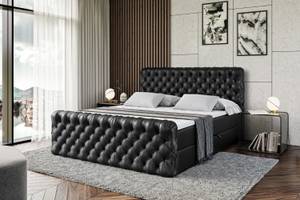 Boxspringbett BOXI8-Z Hochglanz Schwarz - Breite: 180 cm - H4