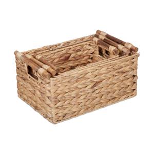 Aufbewahrungskorb 3er Set Braun - Metall - Rattan - 38 x 17 x 26 cm