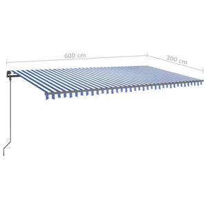 Auvent rétractable 3006679-2 Bleu - Blanc - Profondeur : 600 cm