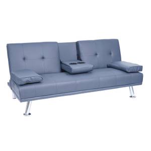 3er-Sofa F60 Blau - Kunstleder