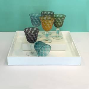 Weingläserset Blocks mit Rautenschliff Blau - Glas - 10 x 17 x 10 cm