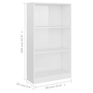 Bücherregal 3016500-2 Hochglanz Cremeweiß - 60 x 109 cm