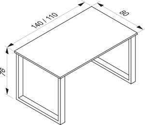 Schreibtisch Lona Grau - Breite: 140 cm