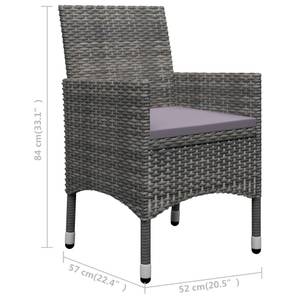 Garten-Essgruppe (3-teilig) 3006560 Grau - Kunststoff - Polyrattan - 53 x 72 x 110 cm