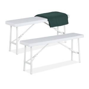 Banc pliant blanc lot de 2 Blanc - Métal - Matière plastique - 100 x 42 x 25 cm