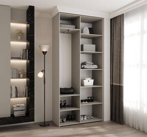 Drehtürenschrank Como 3 Beige - Schwarz - 110 x 40 cm