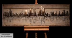 Holzbild Next Stop: USA Beige - Grau - Holz teilmassiv - 150 x 50 x 5 cm