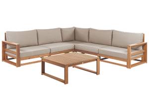 Lounge Set TIMOR 2-tlg Beige - Grau - Eiche Hell - Taupe - Tiefe: 252 cm