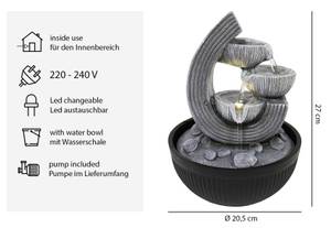 Led Zimmerbrunnen FoBacinelle Grau - Kunststoff - 21 x 27 x 21 cm