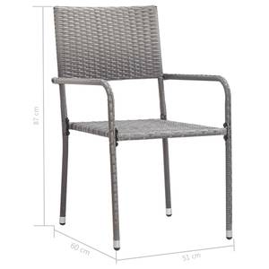 Garten-Essgruppe (7-teilig) 3009977-3 Grau - Metall - Polyrattan - 80 x 74 x 170 cm