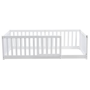 Kinderbett WoodySafe Ⅰ Weiß - Holzwerkstoff - Massivholz - Holzart/Dekor - 97 x 60 x 206 cm