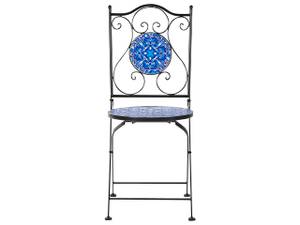 Bistro Set CIGLIANO 3-tlg Schwarz - Blau - Metall - 60 x 75 x 60 cm