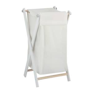 Klappbarer Wäschekorb mit Deckel Silber - Weiß - Holzwerkstoff - Metall - Textil - 41 x 74 x 40 cm