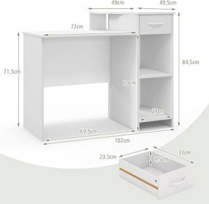 Computertisch ON32805ITDE Weiß - Kunststoff - 50 x 78 x 106 cm