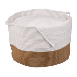 Panier de rangement en coton Marron - Blanc - Textile - 55 x 35 x 55 cm