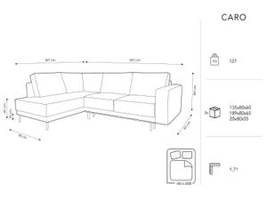 ausklappbares Ecksofa CARO 5 Sitzplätze Schwarz