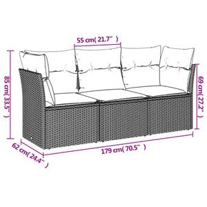 Gartensitzgruppe K5519(3-tlg) Grau - Massivholz - 69 x 62 x 179 cm