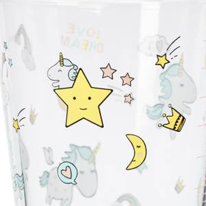 Lot de 4 gobelets à motif licorne Blanc - Jaune - Verre - Matière plastique - 9 x 16 x 10 cm