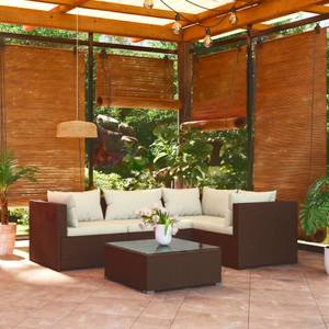 Salon de jardin (lot de 5) 3013632-13 Marron - Crème - Blanc