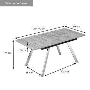 Esszimmertisch EDDA Braun - Holzwerkstoff - Metall - 120 x 77 x 80 cm