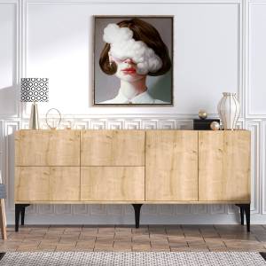 Buffet Laika Beige - Bois manufacturé - 40 x 80 x 180 cm