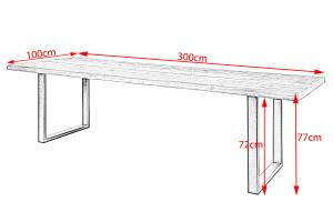 GENT Baumkantentisch Braun - Kunststoff - Massivholz - 100 x 77 x 300 cm