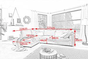 Sofa MADELINE Ecksofa Cord Cremeweiß - Ecke davorstehend links